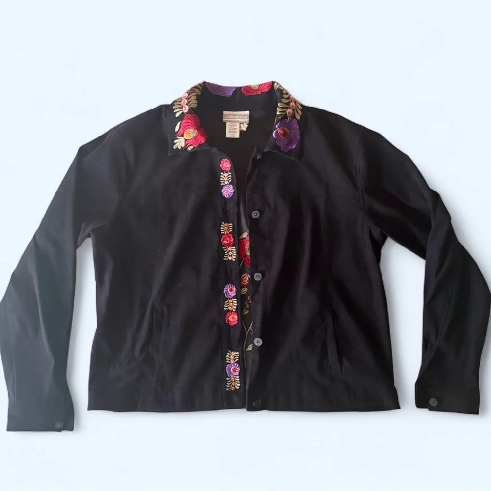 Coldwater Creek Vintage Embroidered Velvet Shirt Jacket - Picture 5 of 7